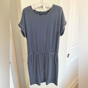 Hilary Radley Navy and White Striped Dress